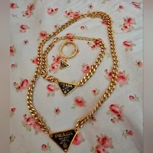 Stainless Steel Gold Necklace and Ring Set